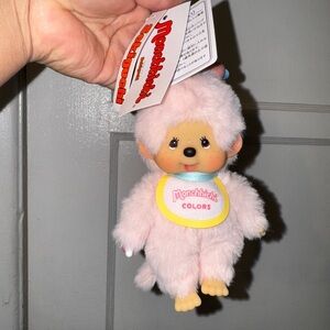 Monchhichi pink colors keychain plush